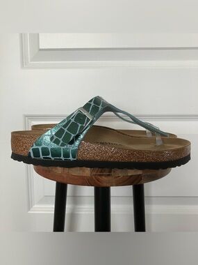 NEW Birkenstock Gizeh Thong Women Sandals Sz EU 39 US 8-8.5 Gator Blue 2026-4a12